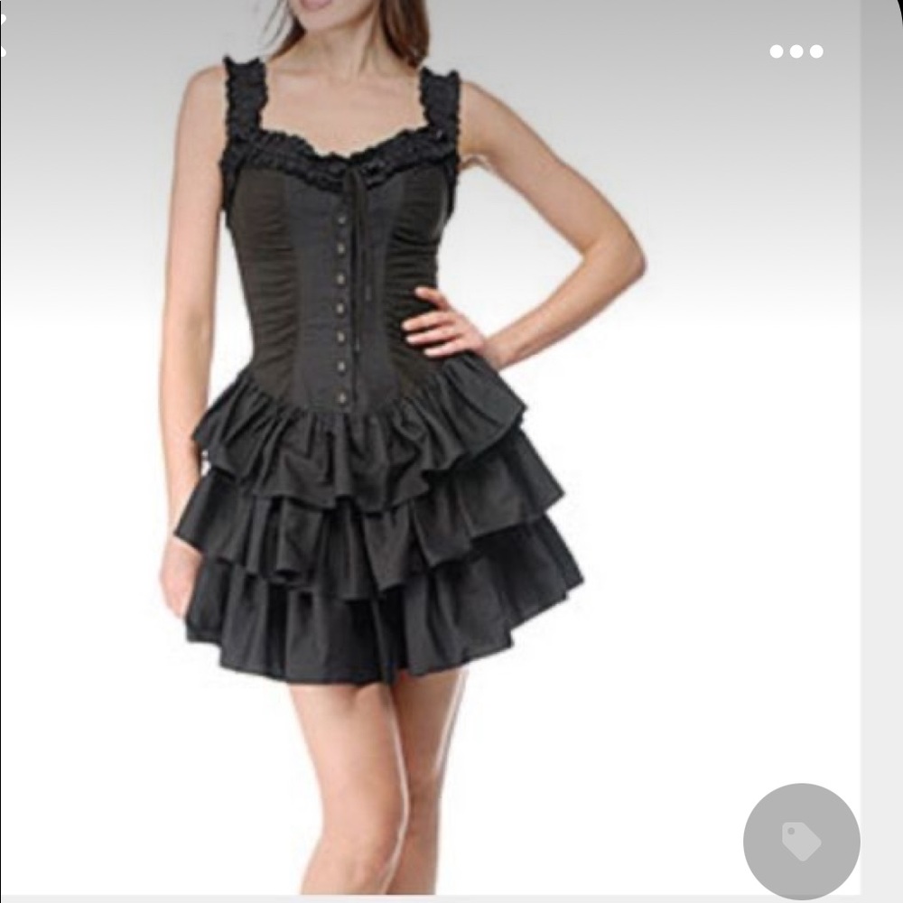Betsey Johnson Black Corset Ruffle Dress